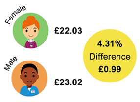 Female £22.03 Male £23.02 Difference £0.99 (4.31%)